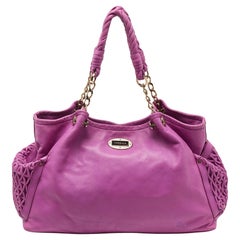 Versace Pink Pleated Leather Chain Satchel