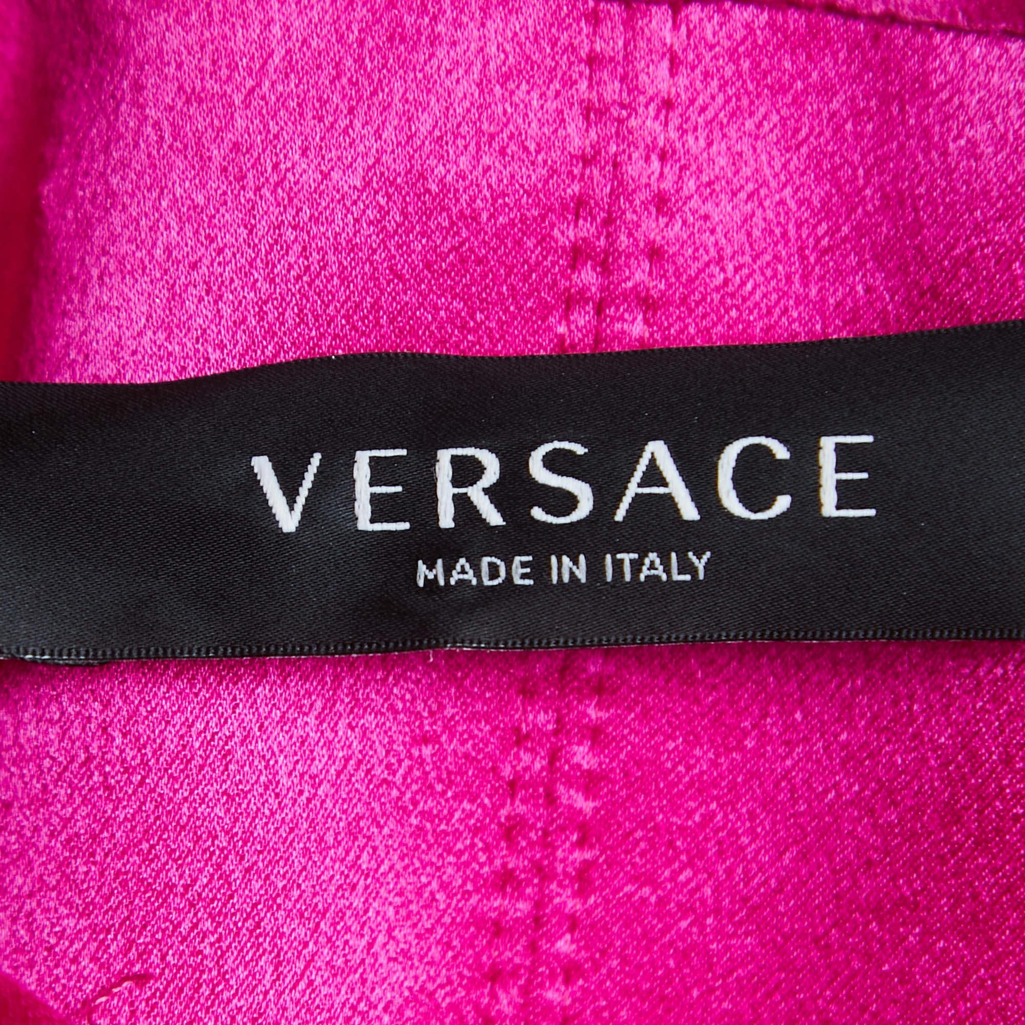 Versace Pink Pleated Silk Corset Detailed Strappy Gown XS 2