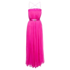 Versace Pink Pleated Silk Corset Detailed Strappy Gown XS