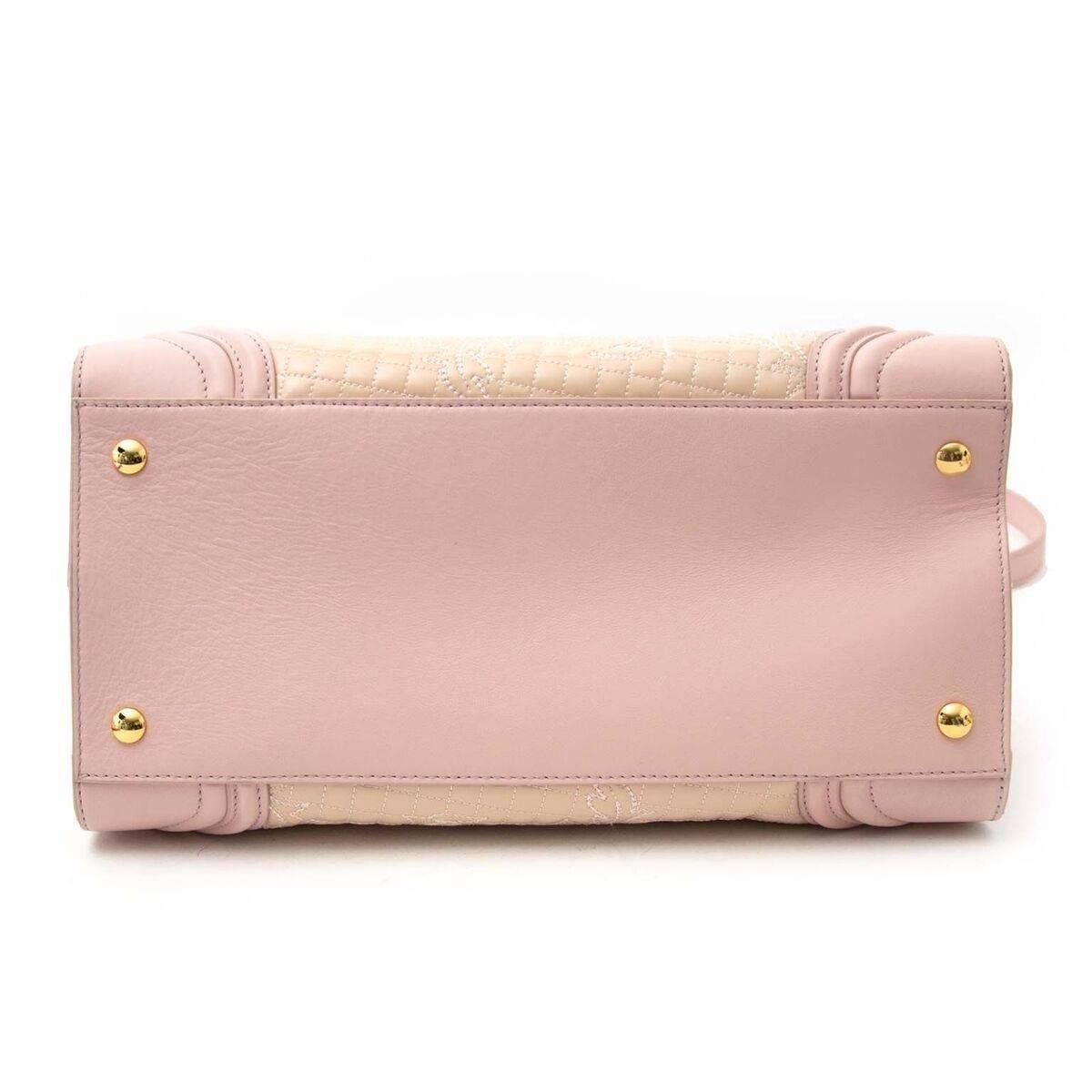 Beige Versace Pink Powder Icon Quilted And Patent Leather Bag