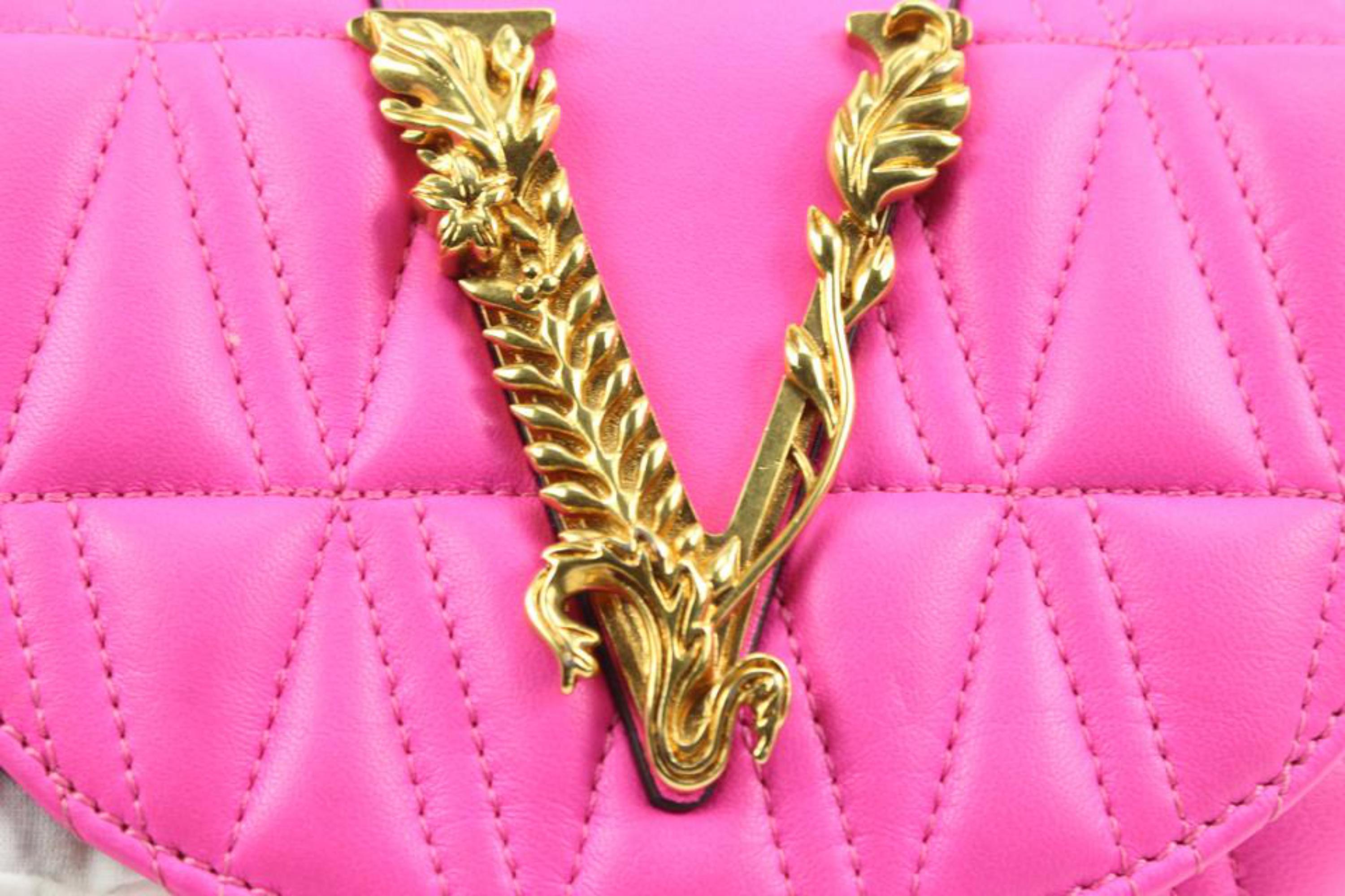 Versace Pink Quilted Leather Fuchsia Virtus Belt Bag s214ve71 1