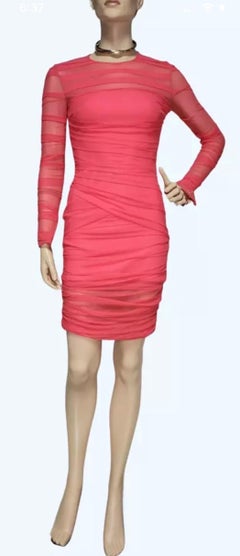 Versace Pink Ruched Tulle Bodycon Dress NWT