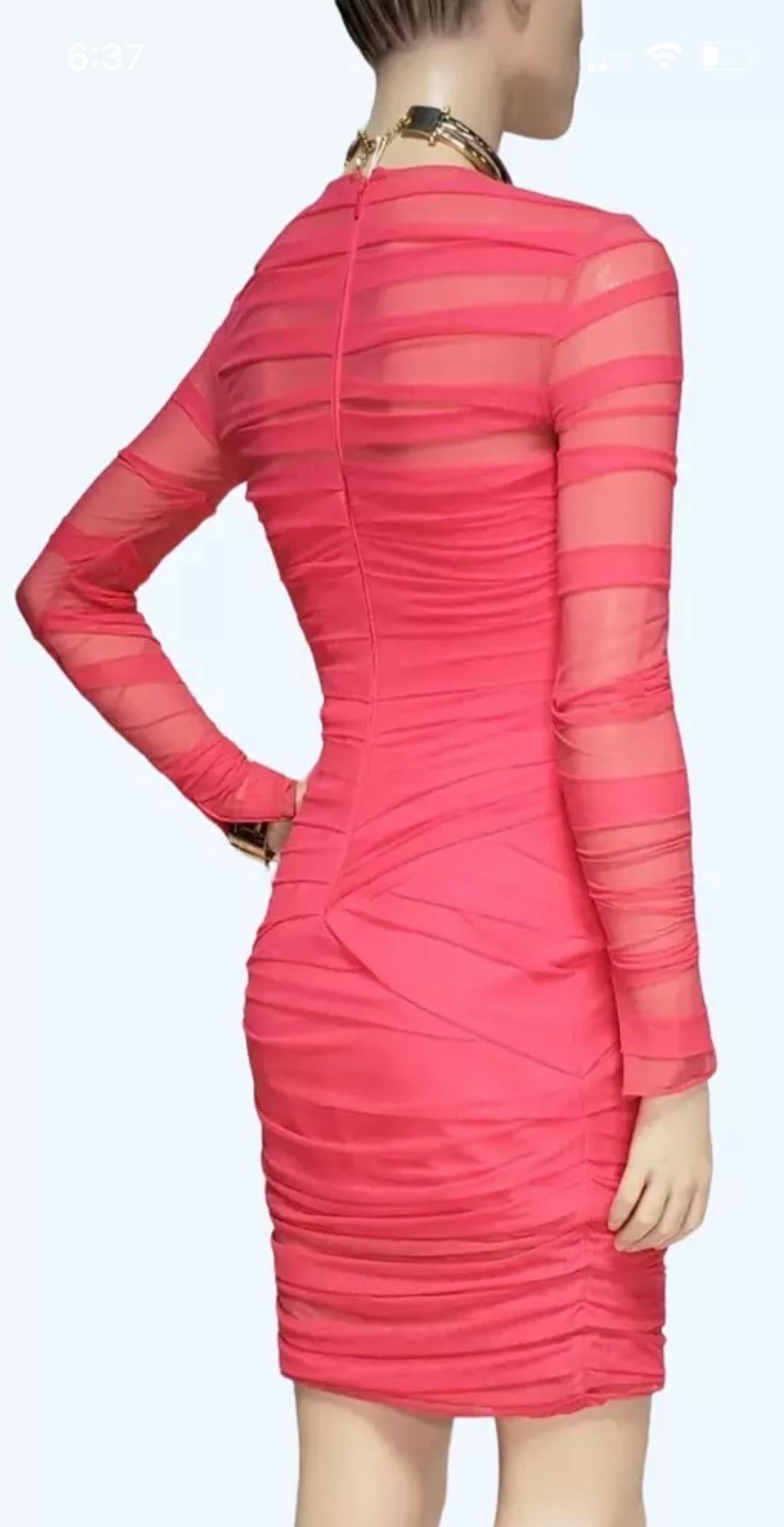Versace Pink Ruched Tulle Bodycon Dress NWT For Sale 2