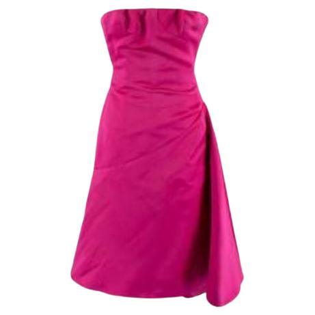Versace Pink Silk Vintage Strapless Dress For Sale