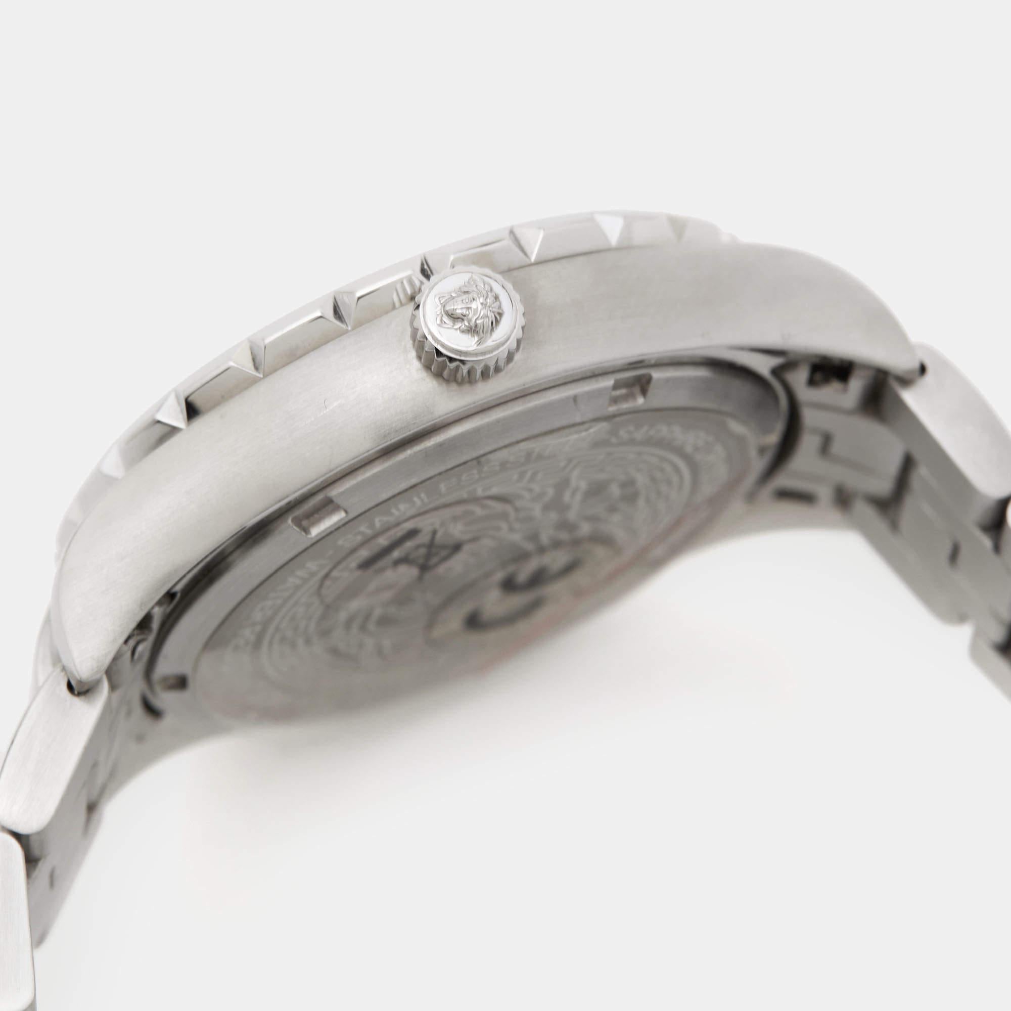 Contemporary Versace Pink Stainless Steel Hellenyium V12010015 Women's Wristwatch 35 mm
