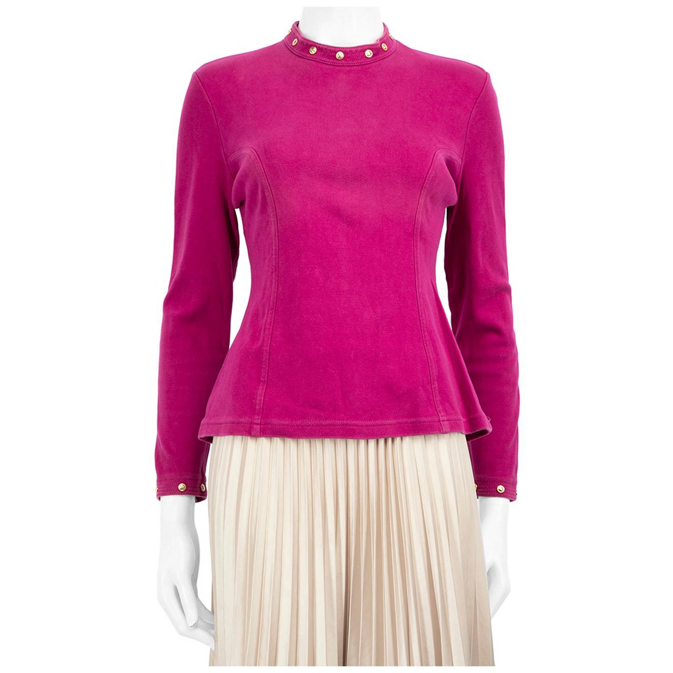 Versace, top à manches longues clouté rose, taille M