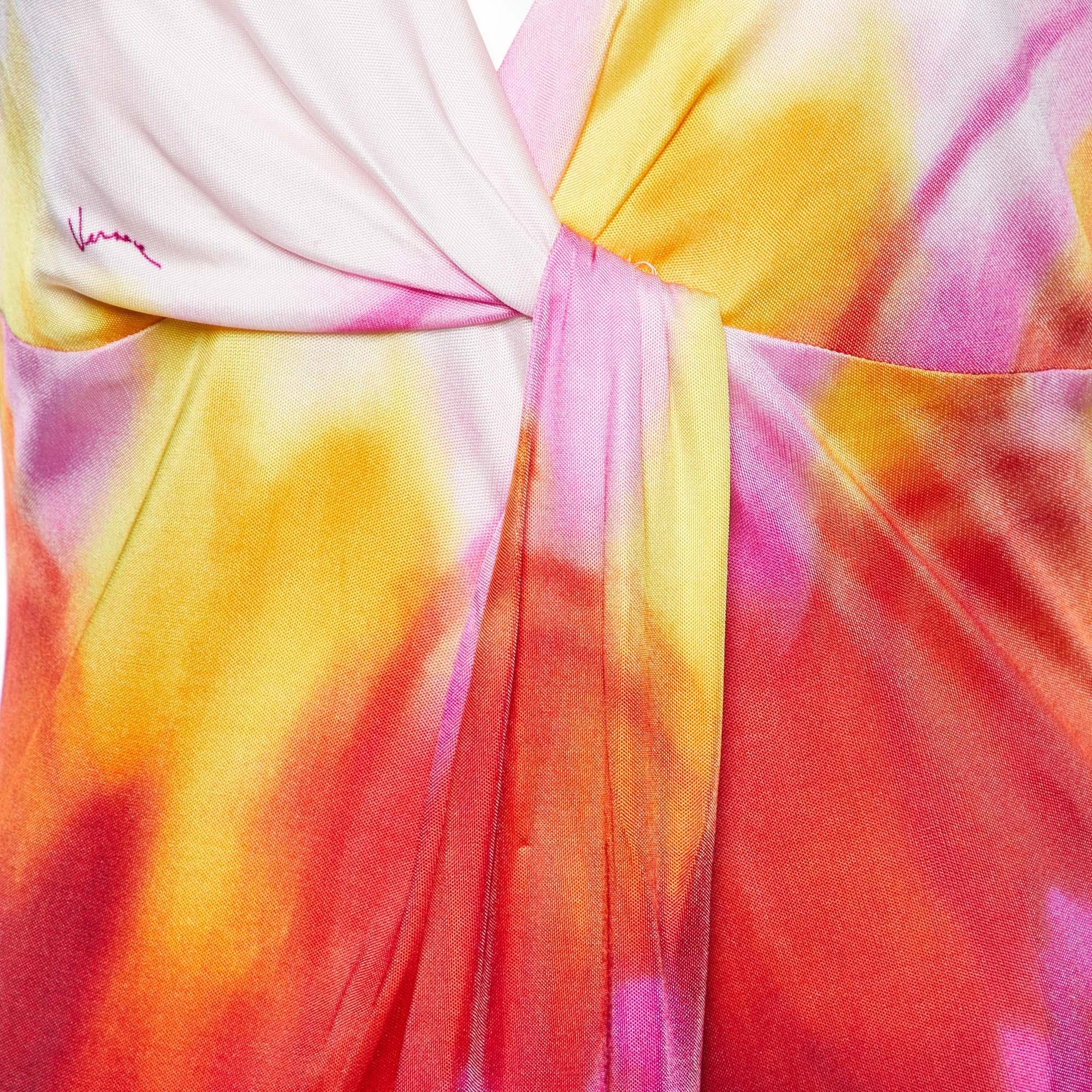 Versace Pink Tie-Dye Jersey Sleeveless Knee Length Dress L In Excellent Condition In Dubai, Al Qouz 2