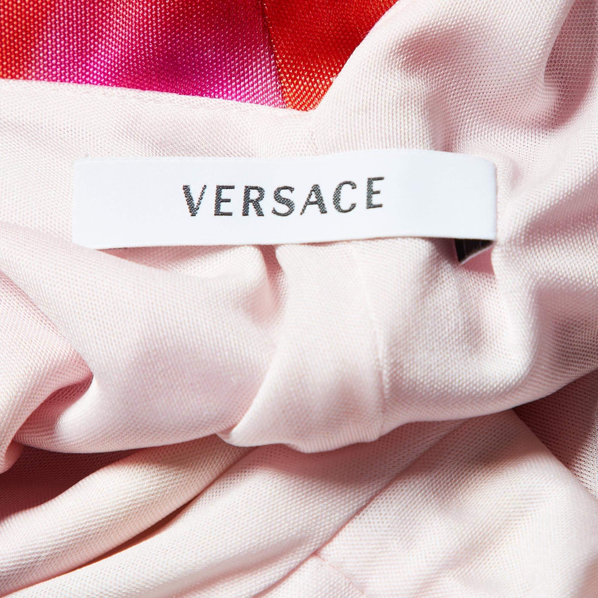 Women's Versace Pink Tie-Dye Jersey Sleeveless Knee Length Dress L