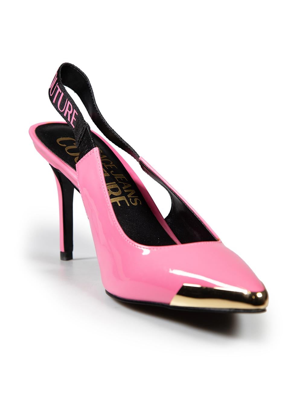 CONDITION is Very good. Minimal wear to the heels is evident. Visible glue on the metal detailing at the front of the right shoe and the right side of the left shoe. Scratching on the left heel and the left side of the right shoe on this used