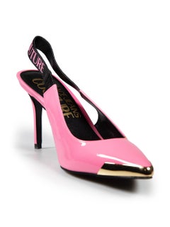 Versace Pink Vegan Patent Leather Point Toe Heels Size IT 39