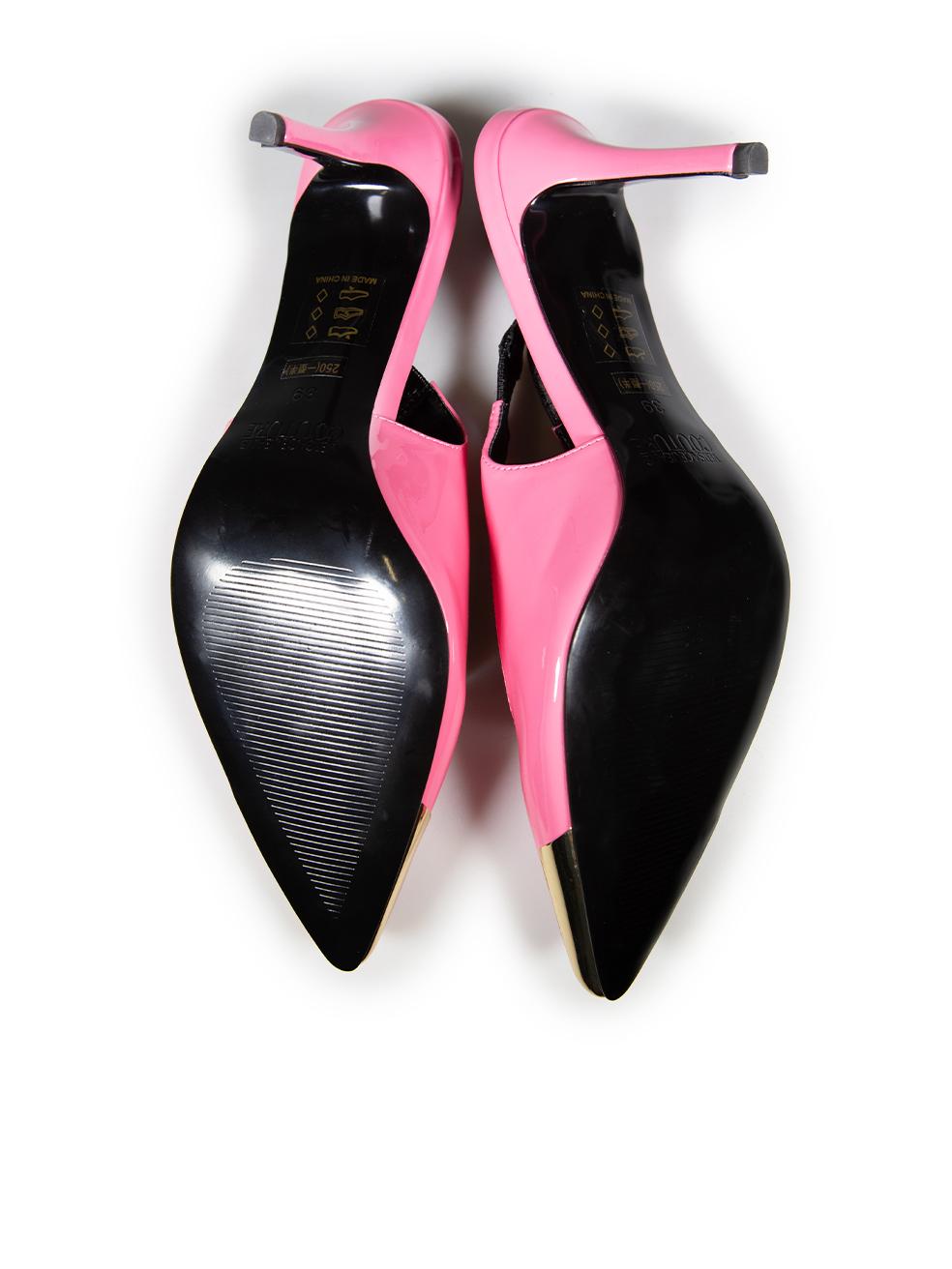 Women's Versace Pink Vegan Patent Leather Point Toe Heels Size IT 39