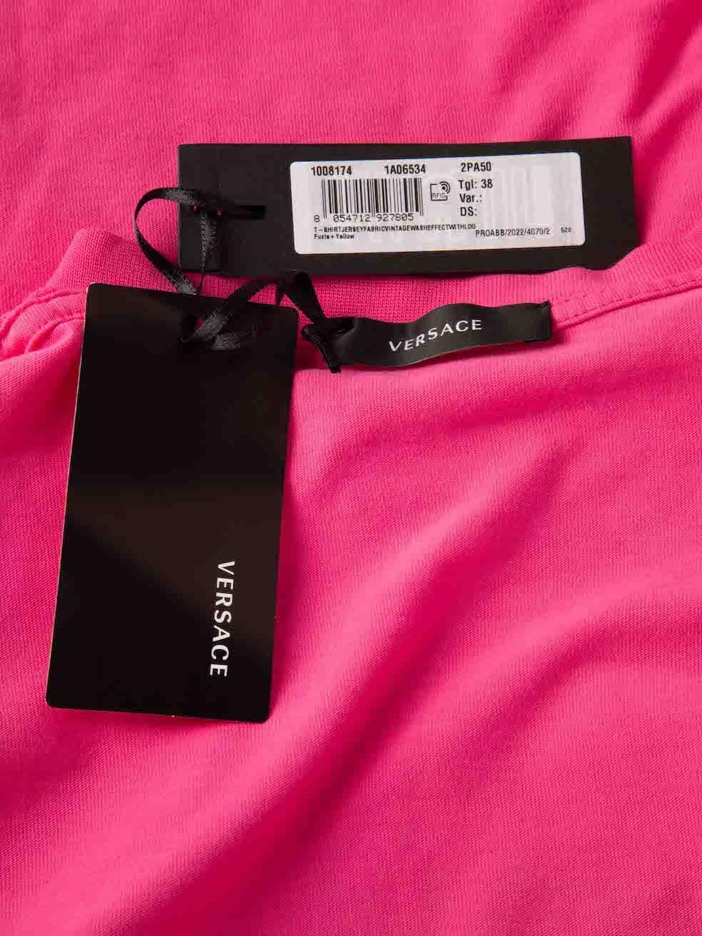 Versace Pink Vintage Wash Effect Logo T-Shirt Size XS For Sale 3
