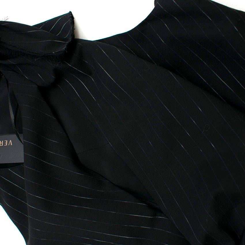 Versace Pinstripe Asymmetric Knot Dress with High Slit - Size US 8 In Excellent Condition For Sale In London, GB
