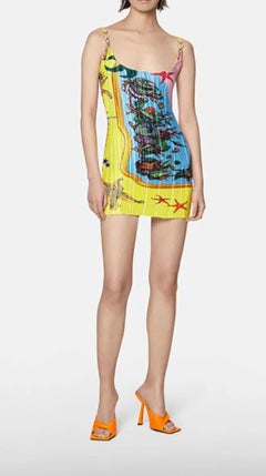 VERSACE PLEATED MINI Dress IN THE TRÉSOR DE LA MER PRINT EU 40