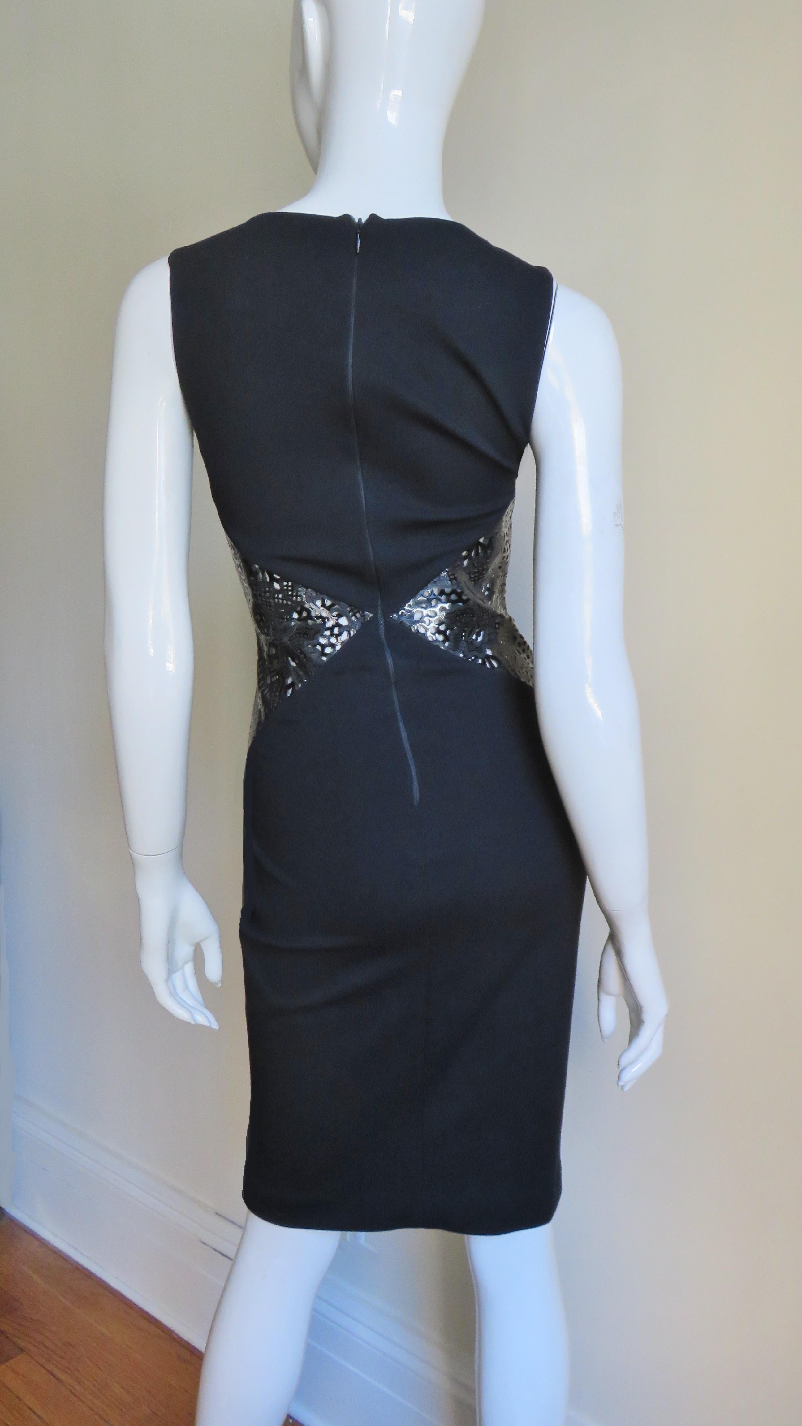 Versace Bodycon Laser Cut Patent Leather Waist Dress For Sale 3