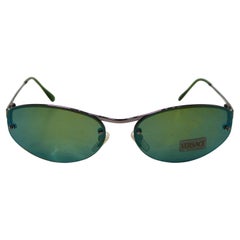 Versace Polarized Oval Frameless Sunglasses circa 1990s