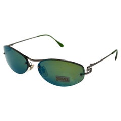 Versace Polarized Oval Frameless Sunglasses circa 1990s