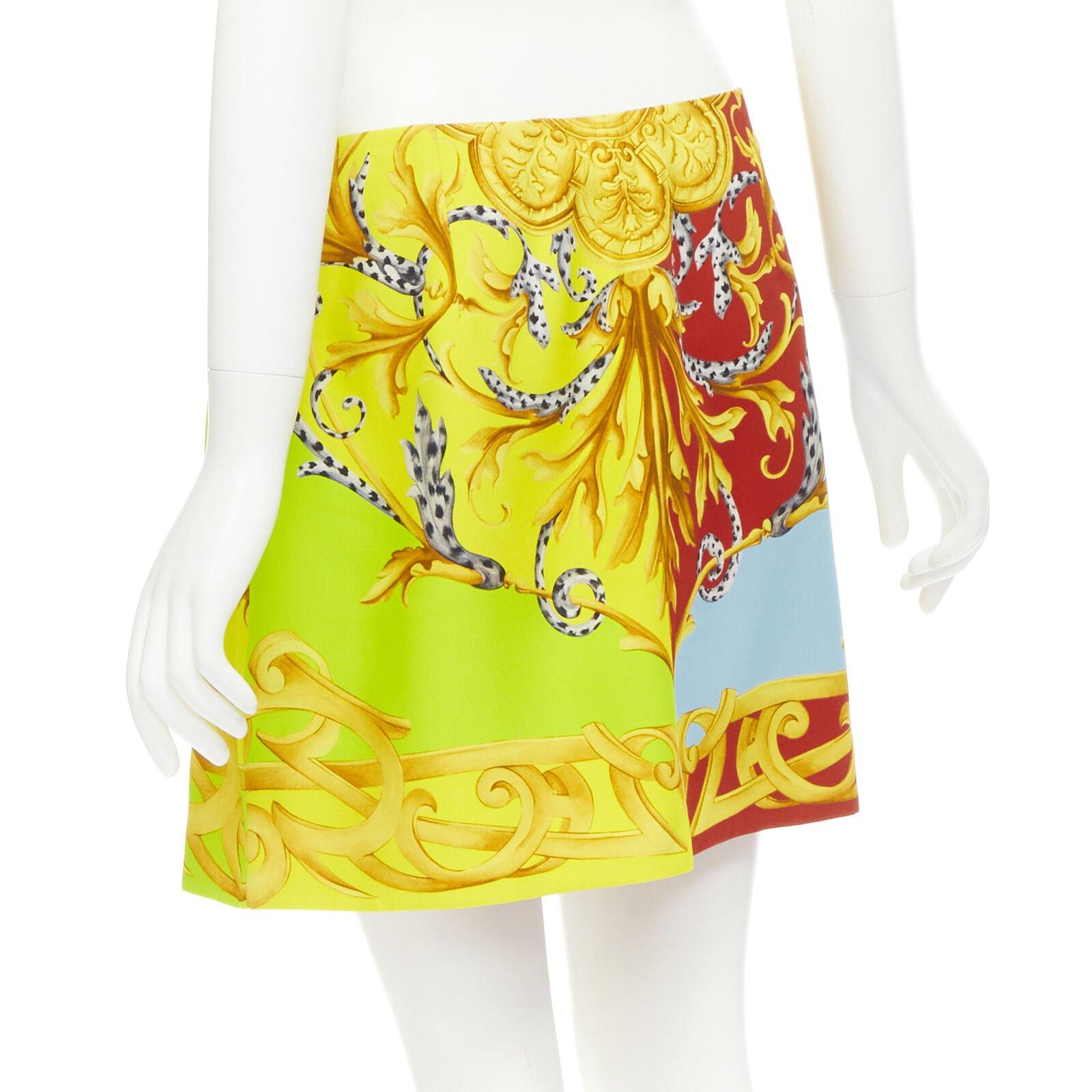 VERSACE Pop Acantus Barocco gold Medusa safety pin slit mini skirt IT40 S 2