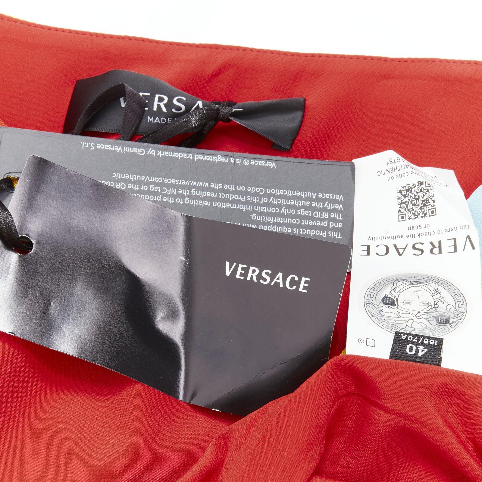 VERSACE Pop Acantus Barocco gold Medusa safety pin slit mini skirt IT40 S For Sale 3