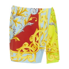 VERSACE Pop Acantus Barocco gold Medusa safety pin slit mini skirt IT40 S
