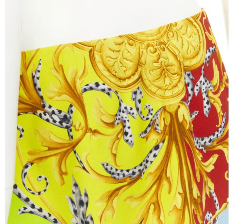 VERSACE Pop Acantus Barocco gold Medusa safety pin slit mini skirt IT42 M For Sale 2