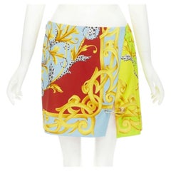 VERSACE Pop Acantus Barocco gold Medusa safety pin slit mini skirt IT42 M