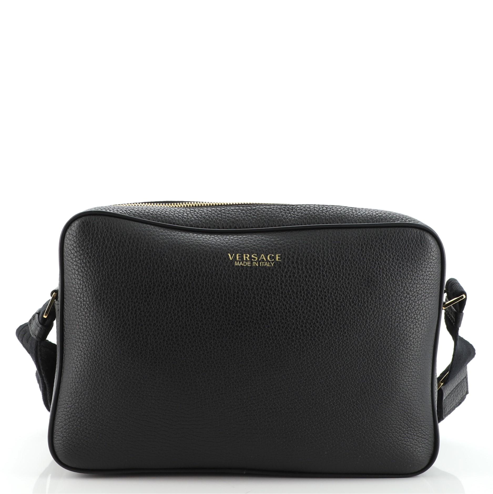Bolso Mensajero Versace Pop Medusa Piel Mediano Negro