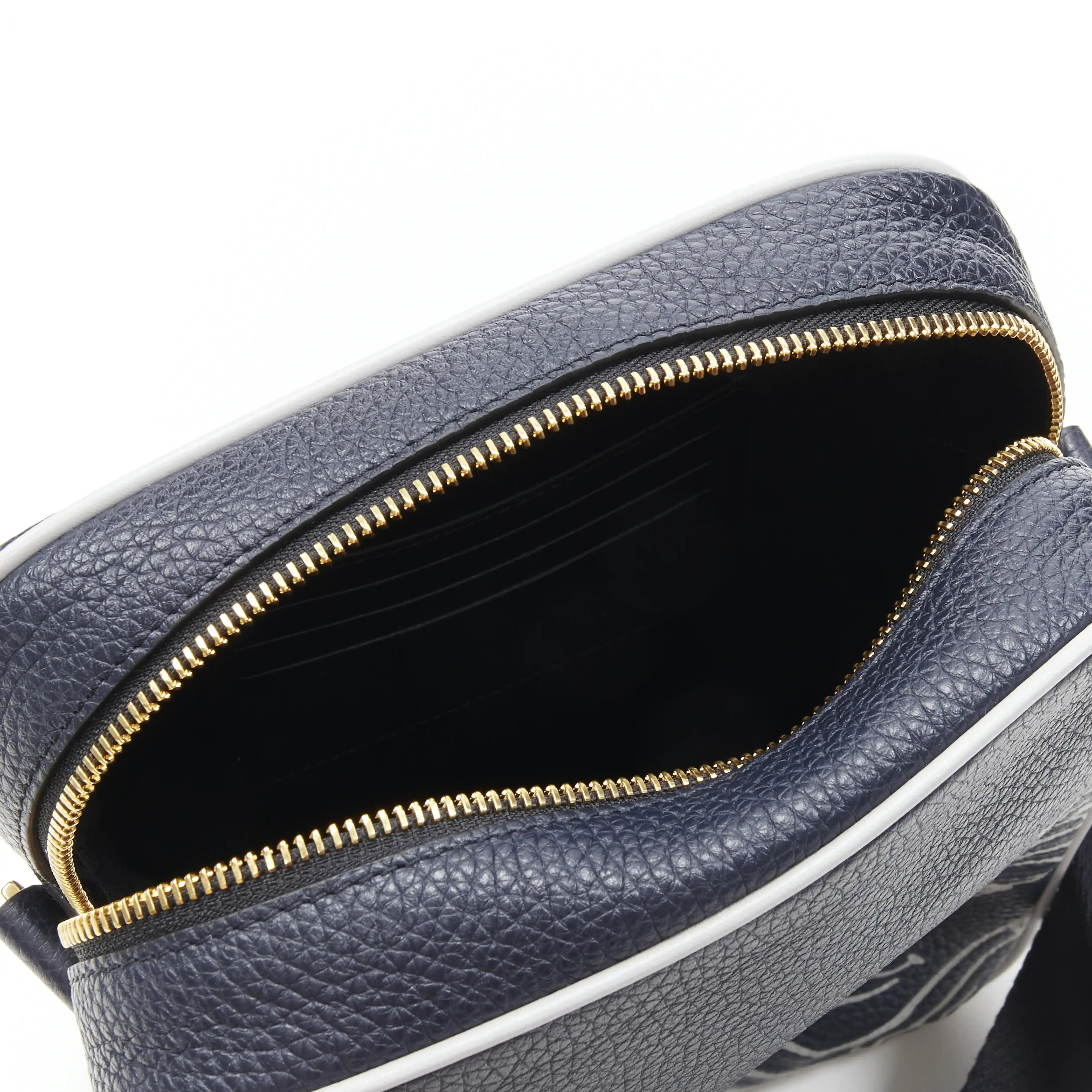 VERSACE Pop Medusa navy grey calf leather Greca crossbody messenger bag 5