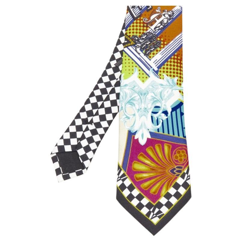 VERSACE Pop Temple Vintage Tribute print silk tie ICR7001 A236195 A7000 For Sale