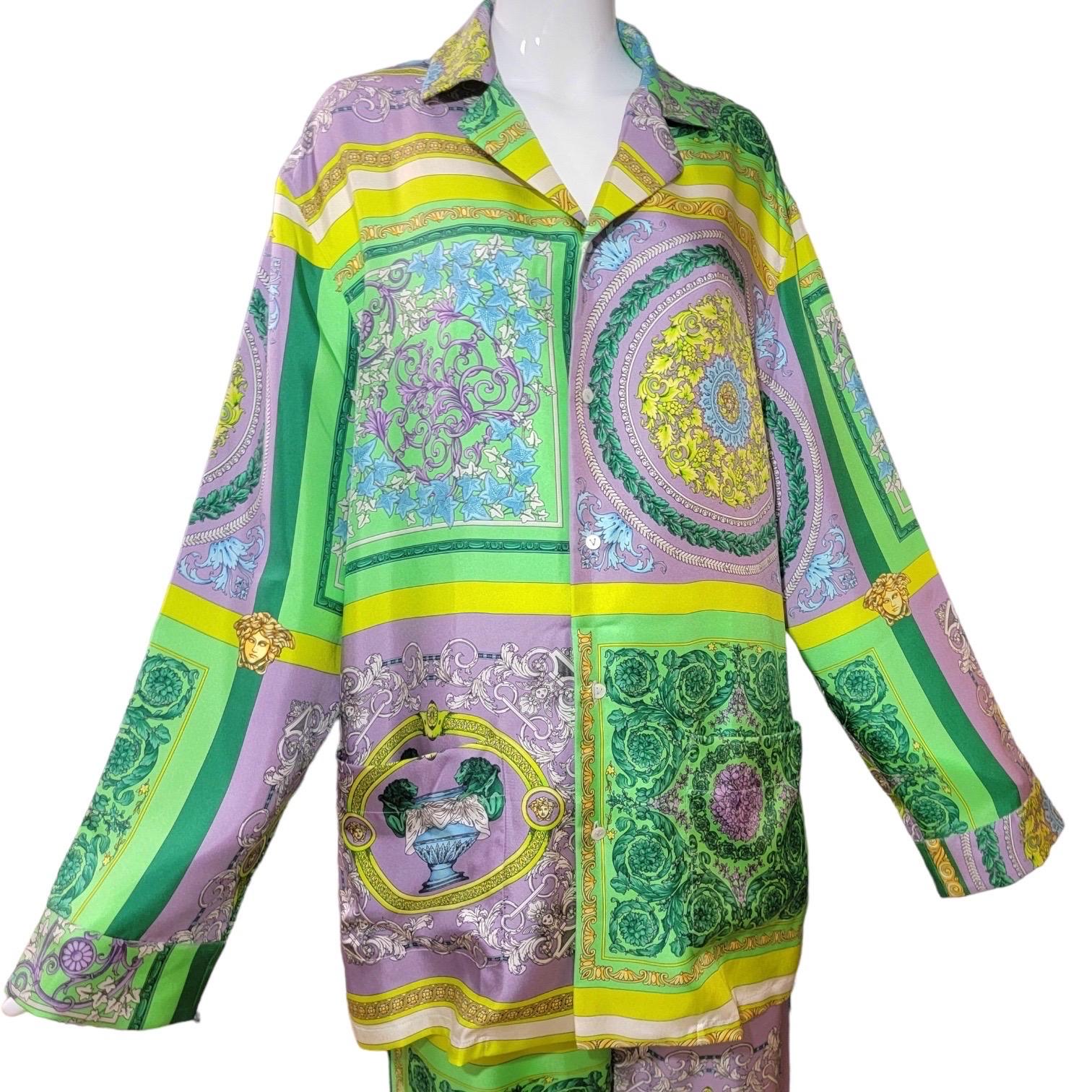 Men's Versace Popstar Silk Pajamas Lounge Men’s Set Resort 2021