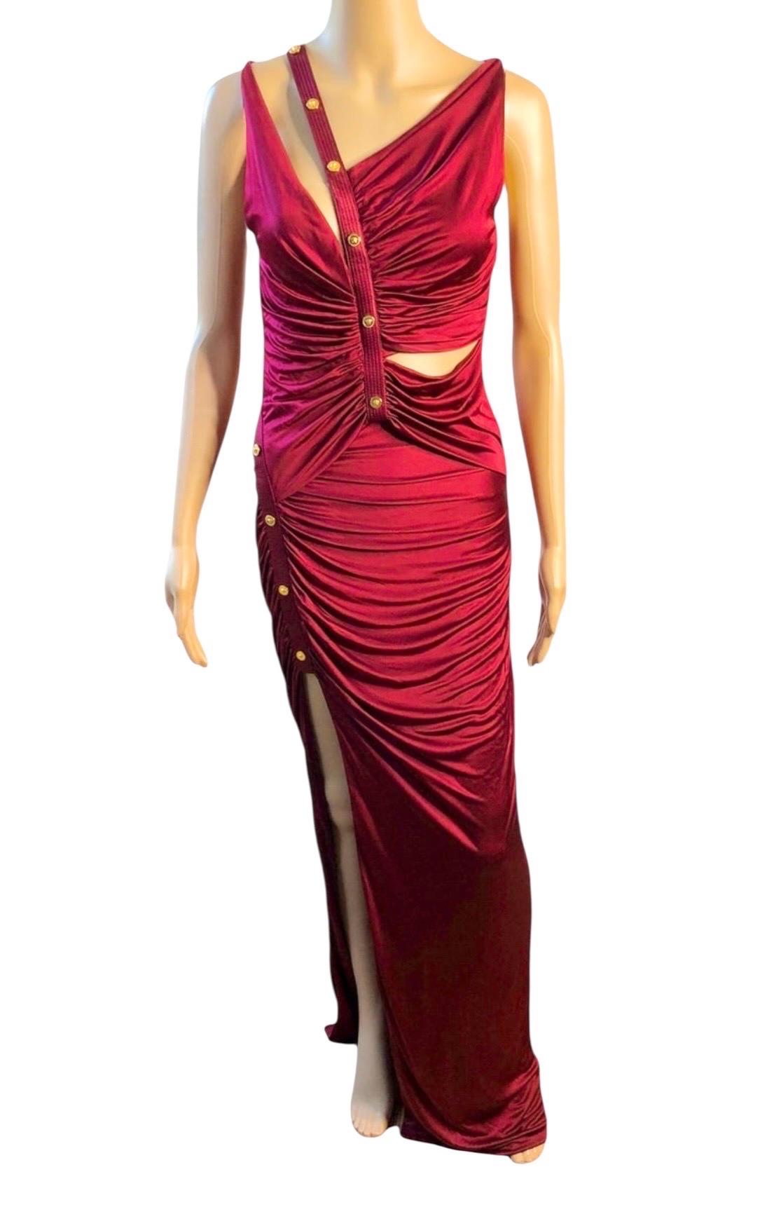 Versace Pre Fall 2019 Runway Embellished Cutout Maxi Evening Dress Gown

Size: IT 42

Condition: pull by the end of zipper with is common with this material ( see last photo).