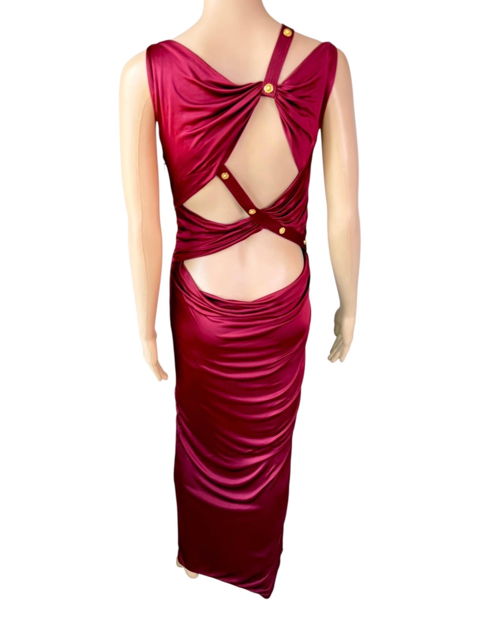 Brown Versace Pre Fall 2019 Runway Embellished Cutout Maxi Evening Dress Gown For Sale