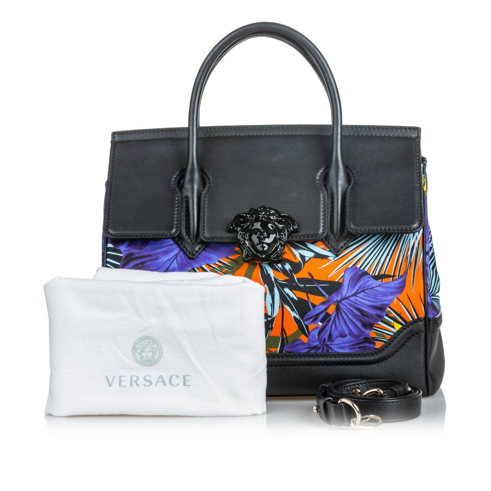 Versace Printed Canvas Palazzo Empire Satchel For Sale 11