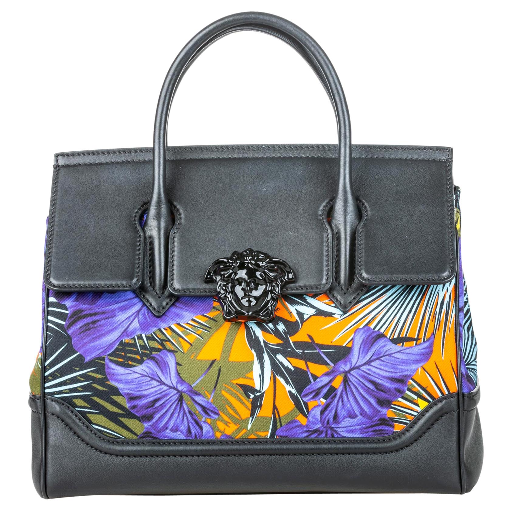 Versace Printed Canvas Palazzo Empire Satchel For Sale