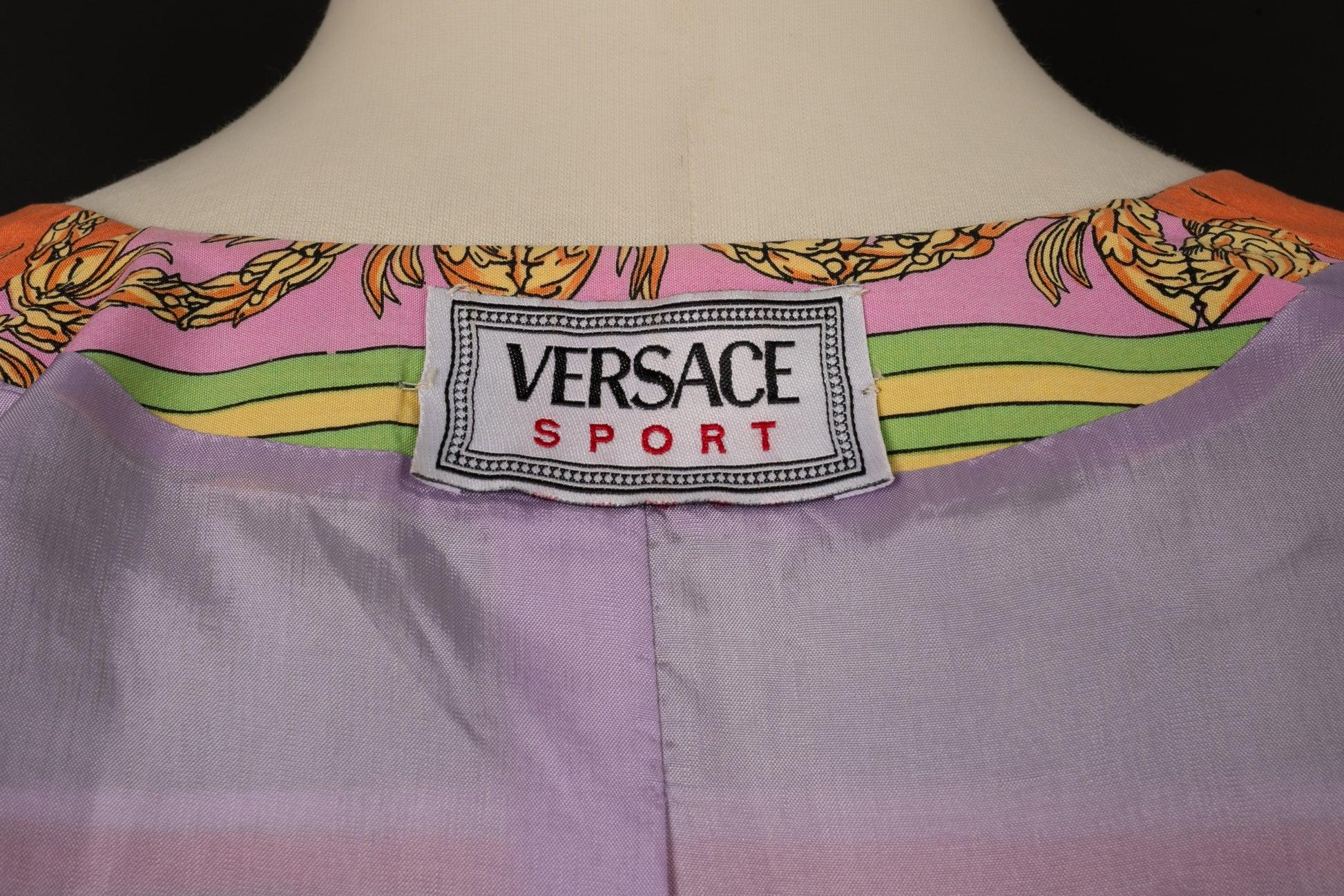 Versace Printed Dress with Equestrian Patterns For Sale 5