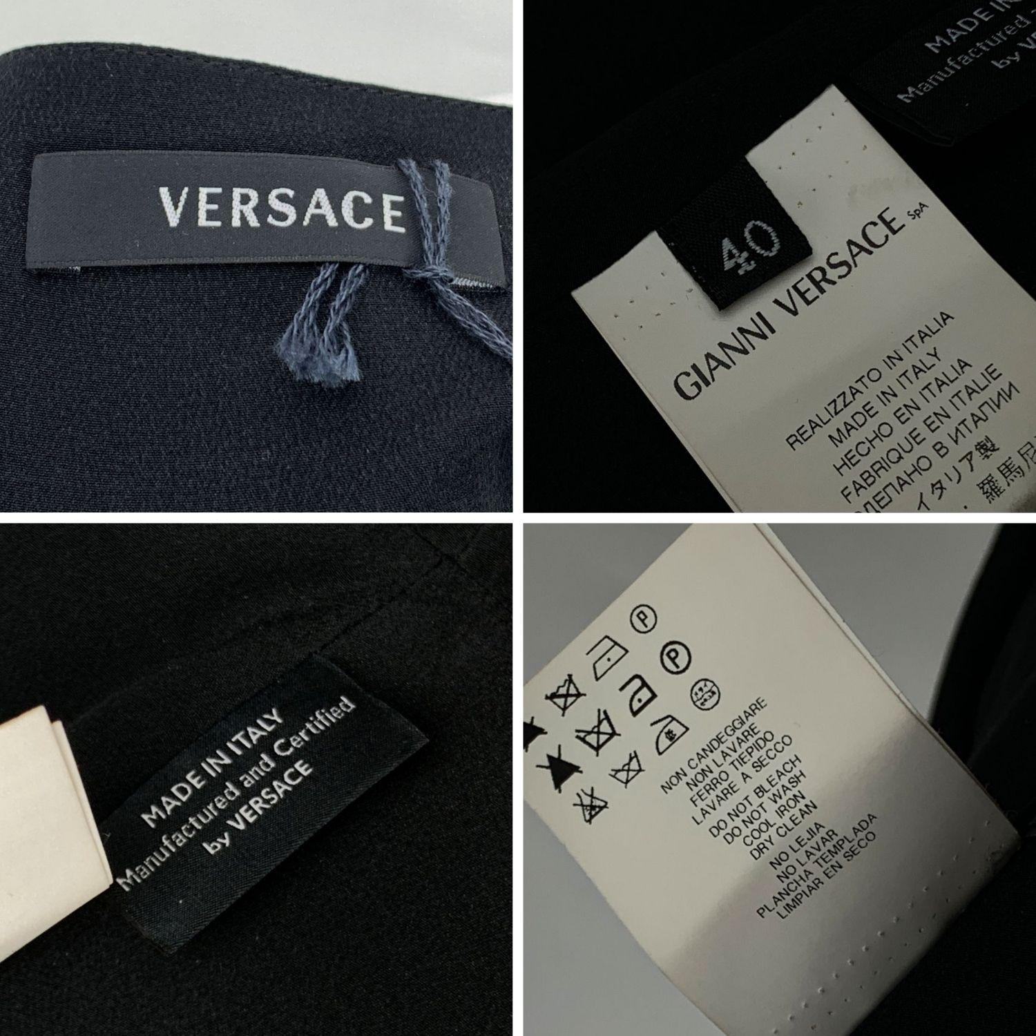 Versace Pure Silk Black Wrap Dress Blouson Sleeves Size 40 IT 2