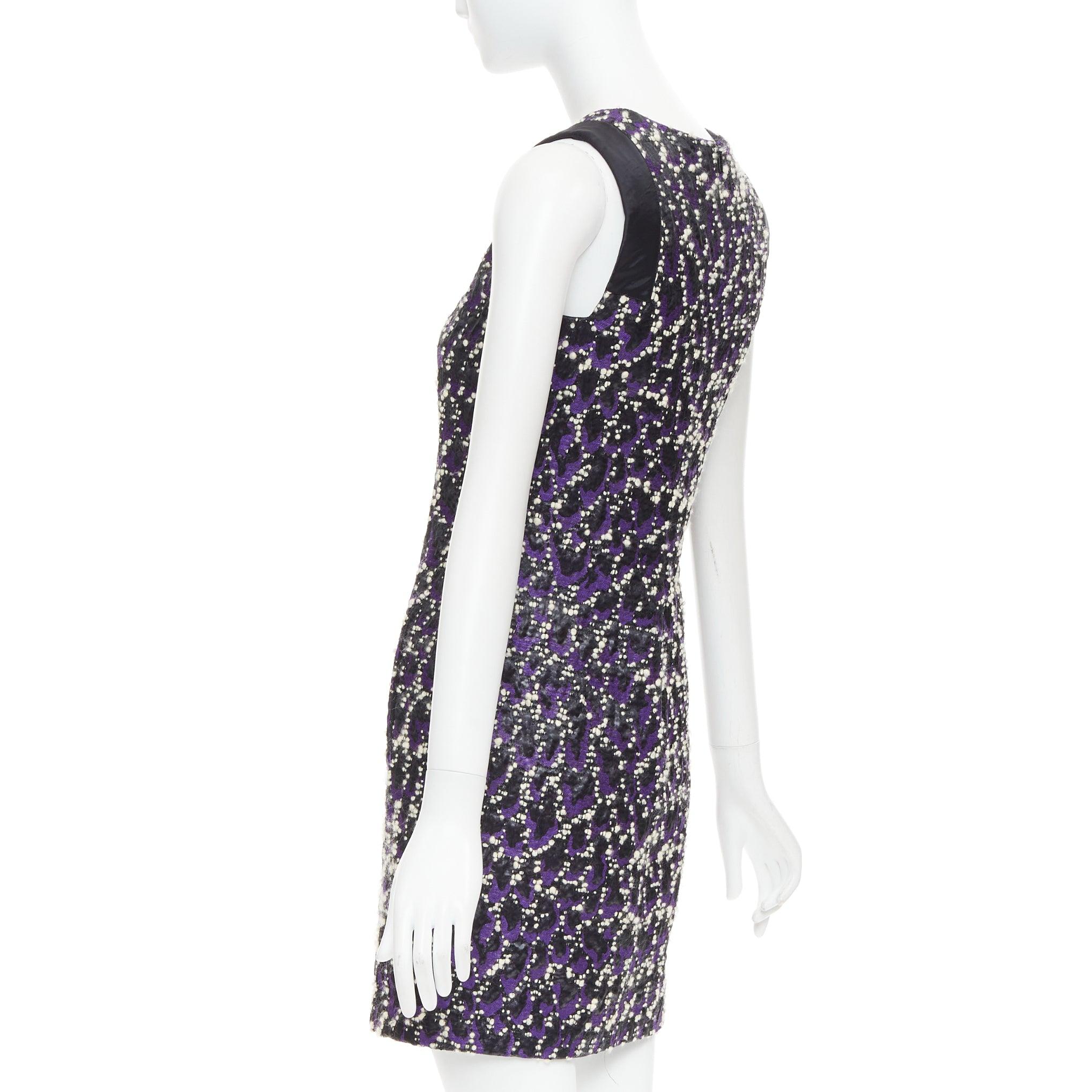 VERSACE purple black white tweed black jacquard sleeveless dress IT38 XS For Sale 1