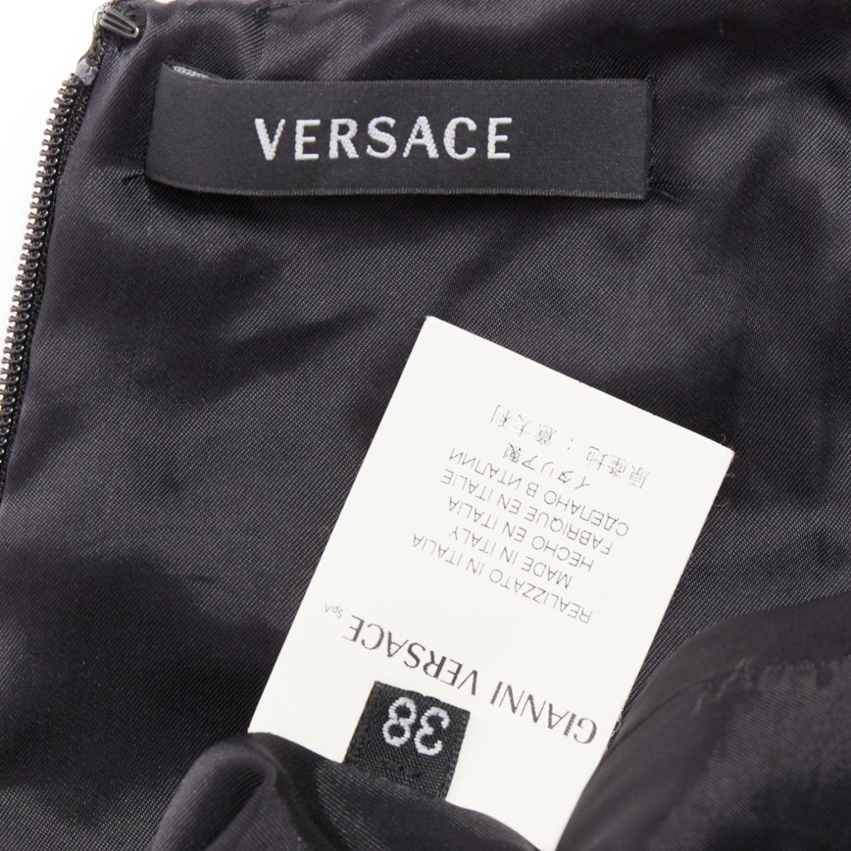 VERSACE purple black white tweed black jacquard sleeveless dress IT38 XS For Sale 3