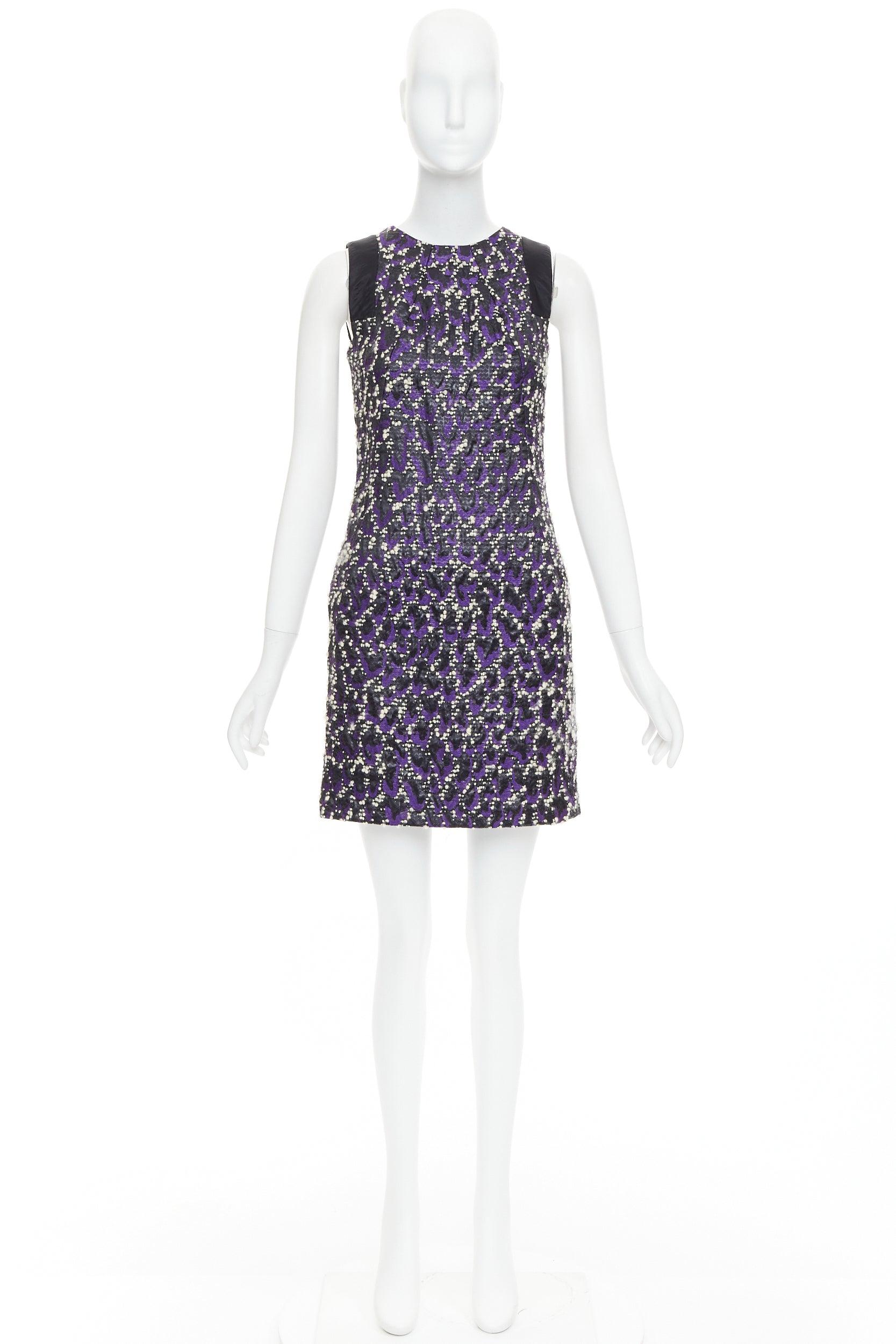 VERSACE purple black white tweed black jacquard sleeveless dress IT38 XS For Sale 4