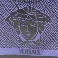 VERSACE Purple & Black Wool Medusa Scarf