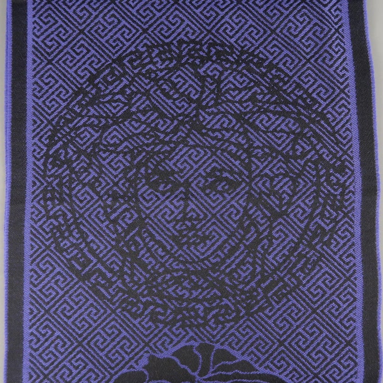 VERSACE Purple and Black Wool Medusa Scarf at 1stDibs black and