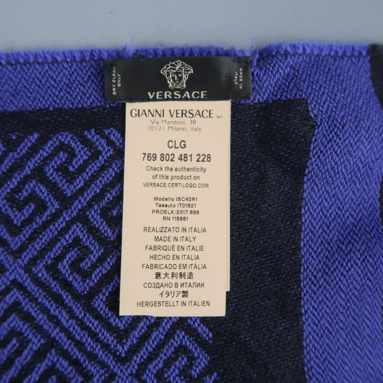VERSACE Purple and Black Wool Medusa Scarf at 1stDibs black and