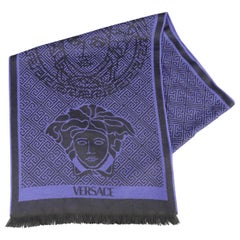 VERSACE Purple & Black Wool Medusa Scarf