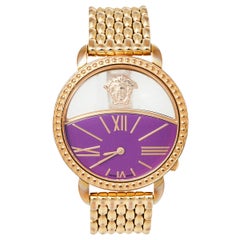 Versace Purple Gold Plated Stainless Steel Krios 93Q Women's Wristwatch 38 mm