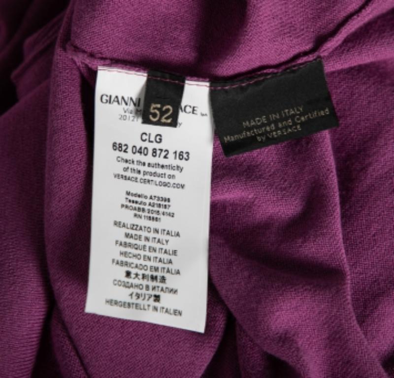 Versace Purple Knit Greca Detailed Long Sleeve Sweater XL For Sale 4