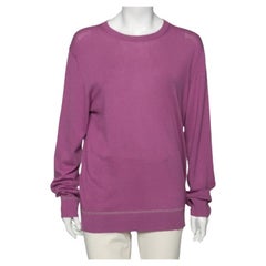 Versace Purple Knit Greca Detailed Long Sleeve Sweater XL