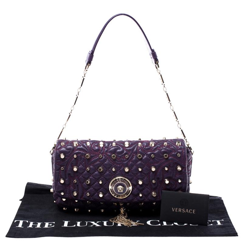 Versace Purple Leather Studded Tassel Vanitas Medea Shoulder Bag 5
