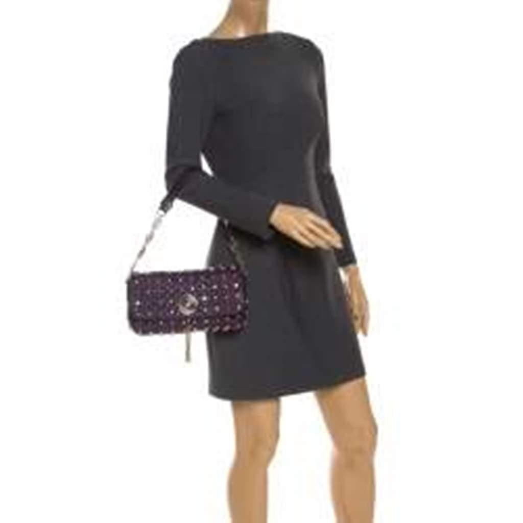 Black Versace Purple Leather Studded Tassel Vanitas Medea Shoulder Bag