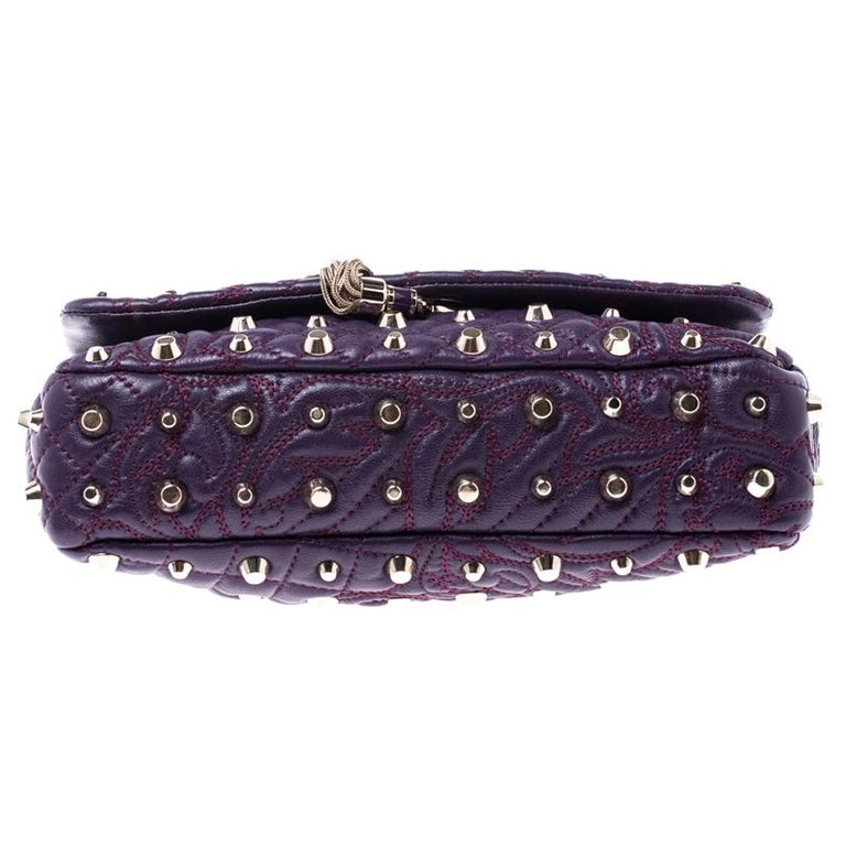 Versace Purple Leather Studded Tassel Vanitas Medea Shoulder Bag For Sale at 1stDibs