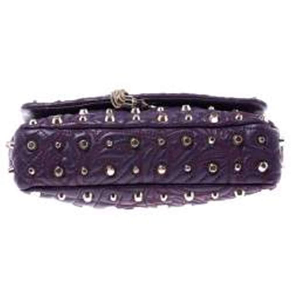 Women's Versace Purple Leather Studded Tassel Vanitas Medea Shoulder Bag